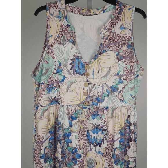 Women's Floral V-neck Button accent Midi Dress L - Picture 3 of 9